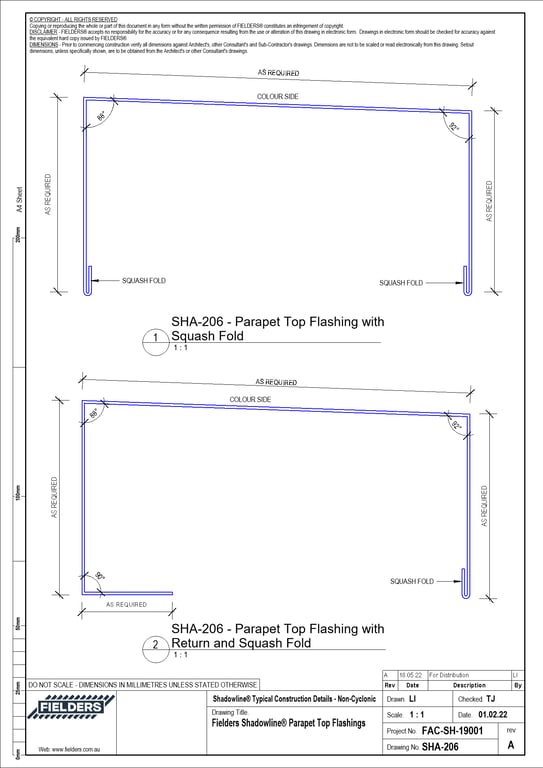 Navigate to SHA-206 - Fielders Shadowline® Parapet Top Flashings