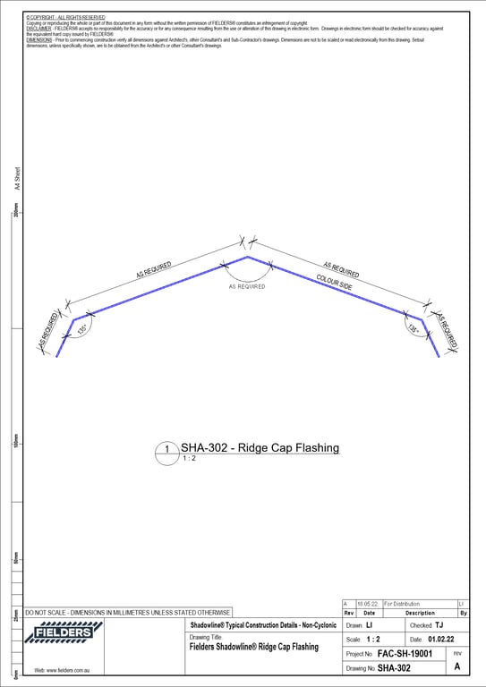 Navigate to SHA-302 - Fielders Shadowline® Ridge Cap Flashing