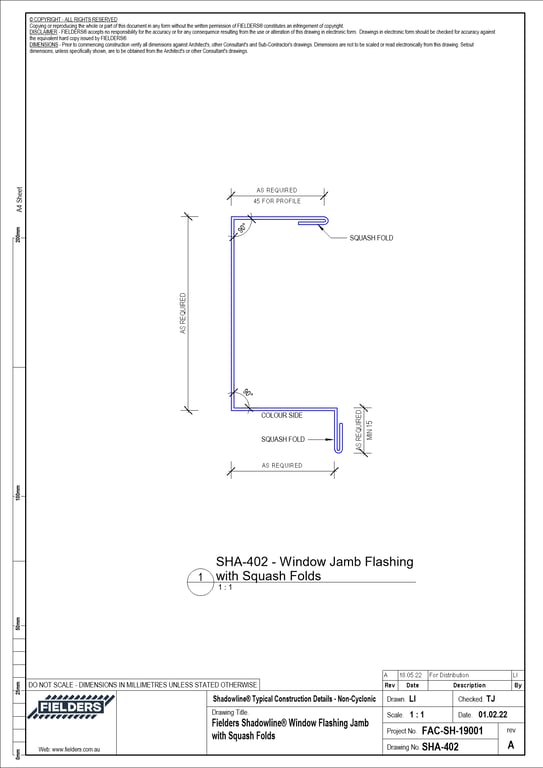 SHA-402 - Fielders Shadowline® Window Flashing Jamb with Squash Folds