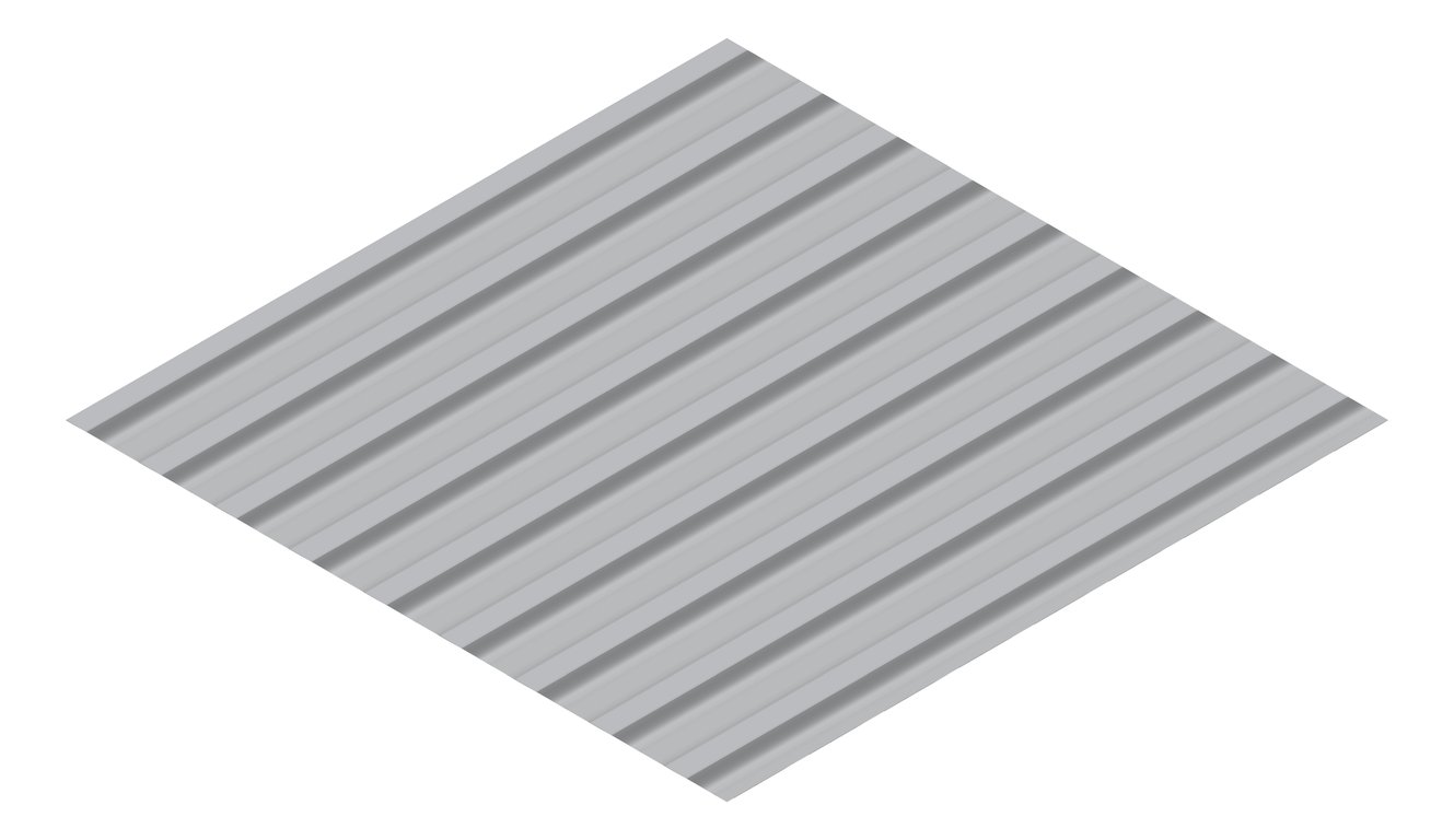 3D Presentation Image of Metal SheetCladding Fielders HiRib680 BluegumMatt