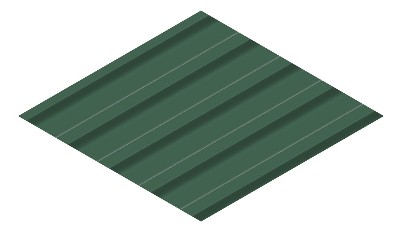 3D Presentation Image of Metal SheetCladding Fielders HiRib680 CottageGreen