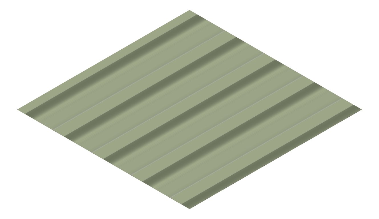 3D Presentation Image of Metal SheetCladding Fielders HiRib680 PaleEucalypt
