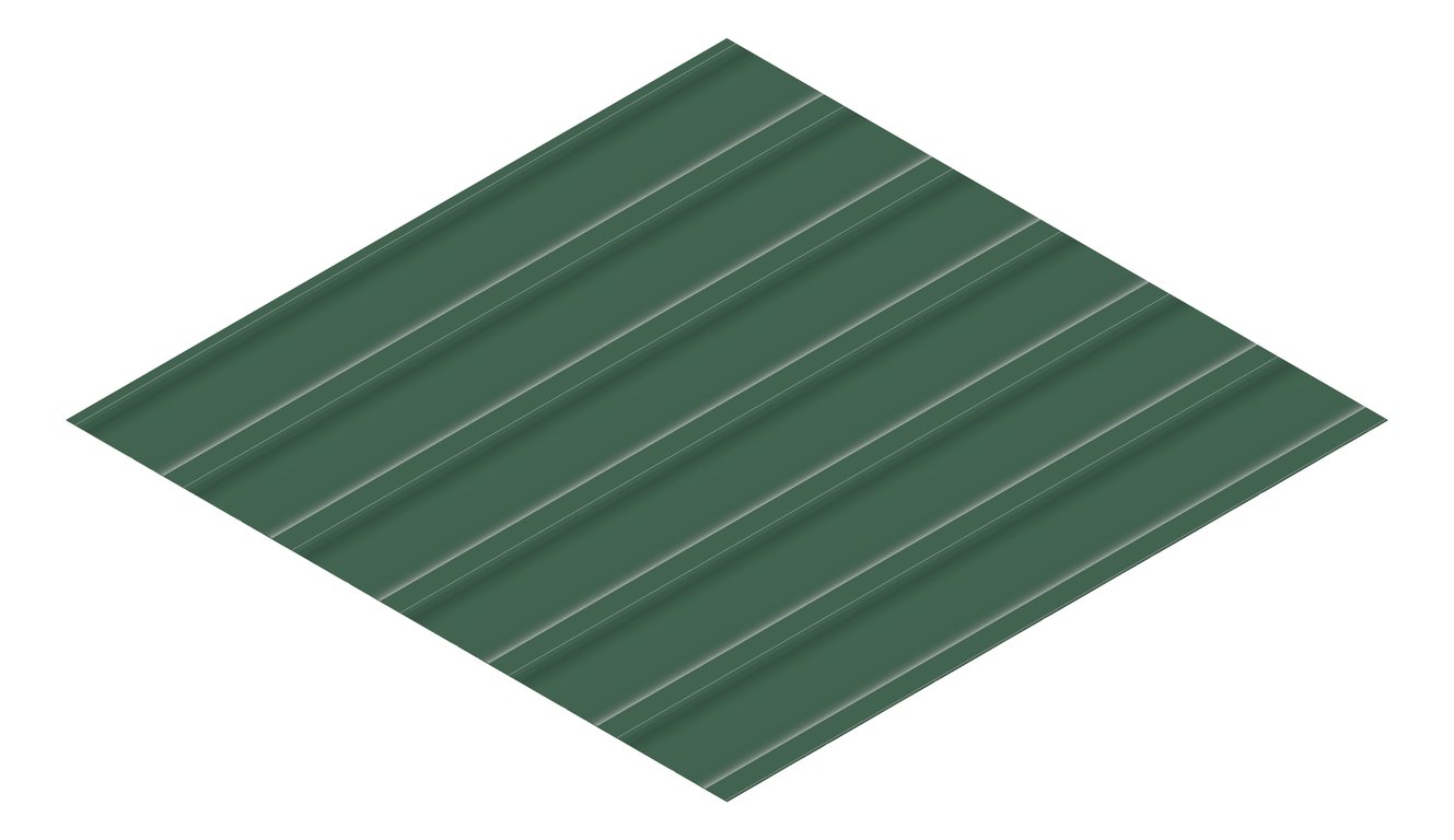 3D Presentation Image of Metal SheetCladding Fielders LoRib SA CottageGreen