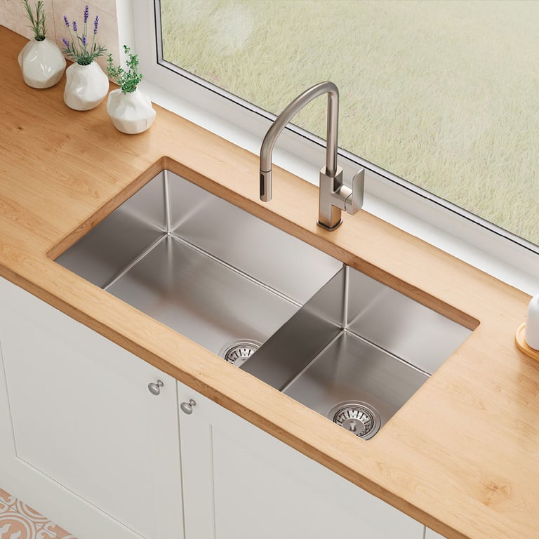 68406 4 Image of Sink Kitchen Fienza Hana Double SlimDivider