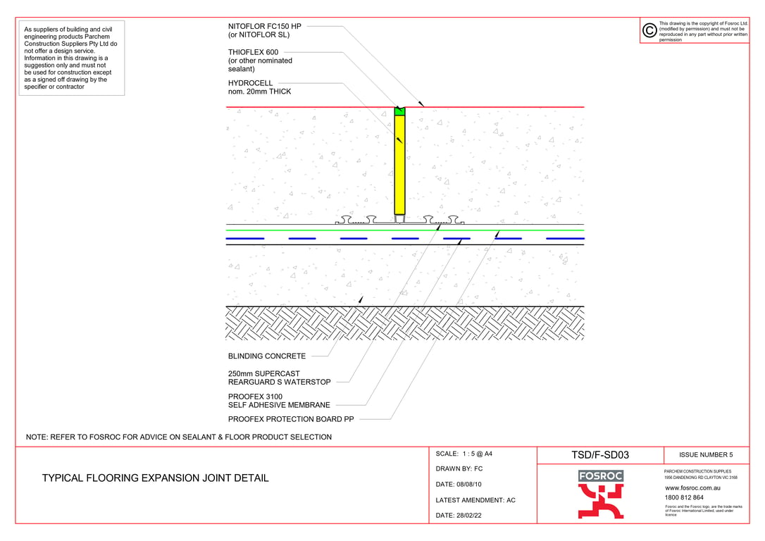 TSD-F-SD03 - TYPICAL FLOORING EXPANSION JOINT DETAIL