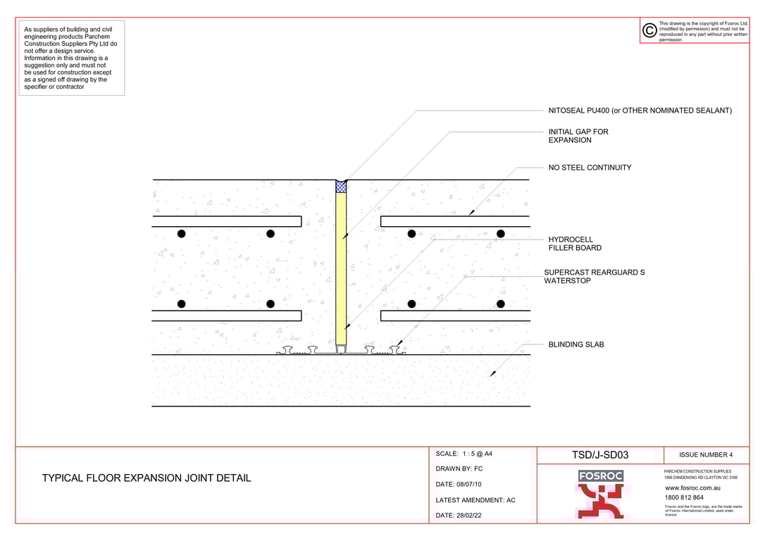 Navigate to TSD-J-SD03 - TYPICAL FLOOR EXPANSION JOINT DETAIL