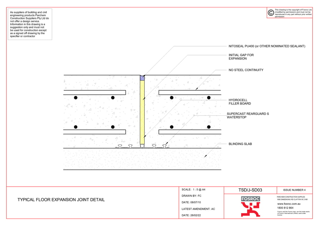  Image of TSD-J-SD03 - TYPICAL FLOOR EXPANSION JOINT DETAIL