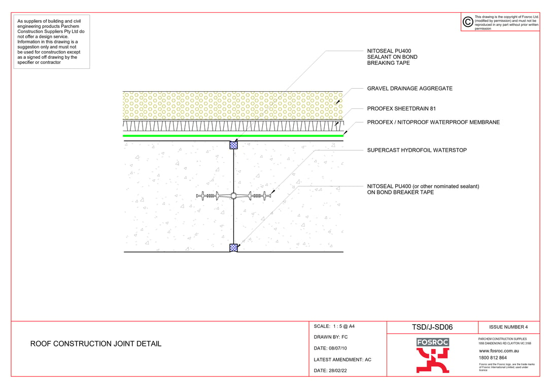  Image of TSD-J-SD06 - ROOF CONSTRUCTION JOINT DETAIL