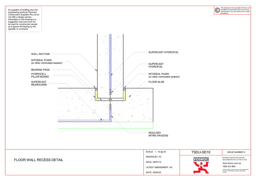  Image of TSD-J-SD10 - FLOOR WALL RECESS DETAIL