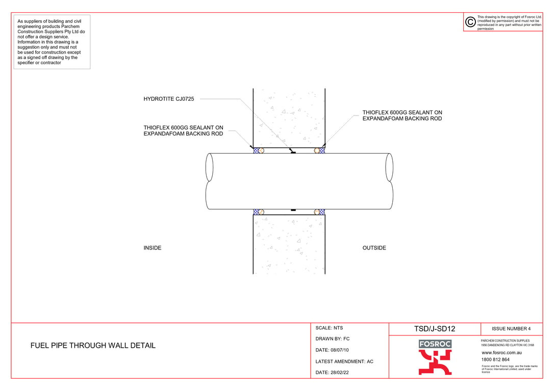 TSD-J-SD12 - FUEL PIPE THROUGH WALL DETAIL