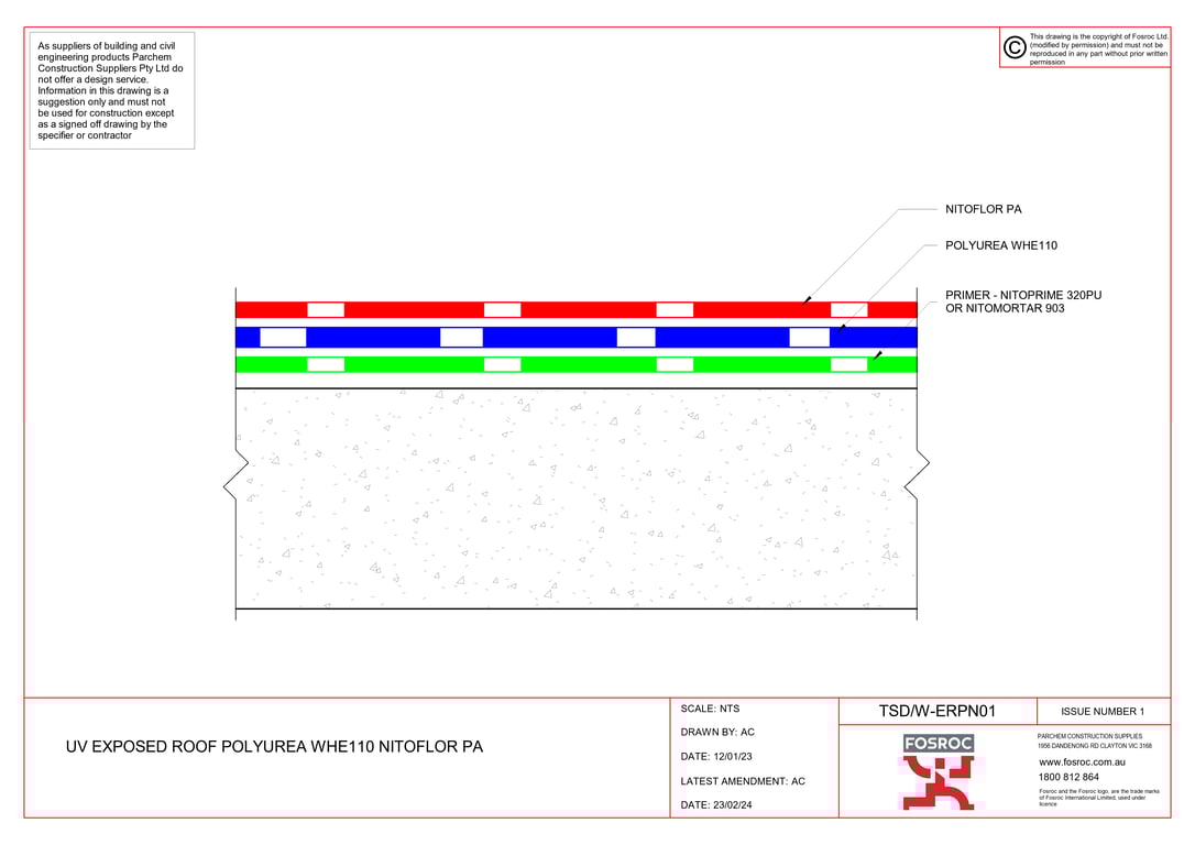 Navigate to TSD-W-ERPN01 - UV EXPOSED ROOF POLYUREA WHE110 NITOFLOR PA