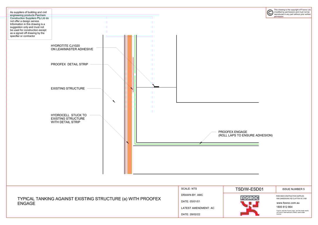Navigate to TSD-W-ESD01 - TYPICAL TANKING AGAINST EXISTING STRUCTURE (a) WITH PROOFEX ENGAGE