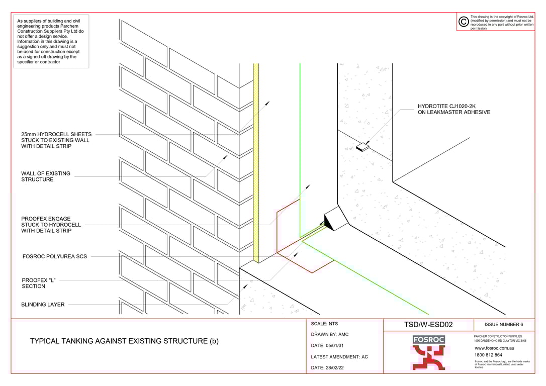 Navigate to TSD-W-ESD02 - TYPICAL TANKING AGAINST EXISTING STRUCTURE (b)
