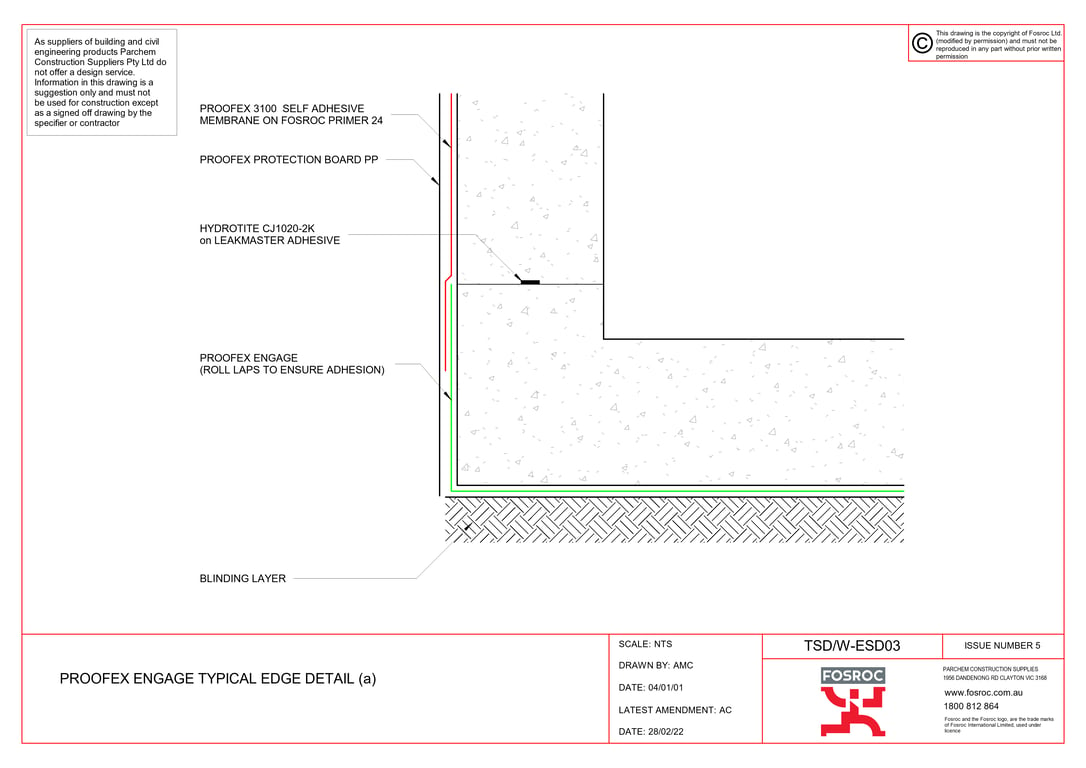 Image of TSD-W-ESD03 - PROOFEX ENGAGE TYPICAL EDGE DETAIL (a)