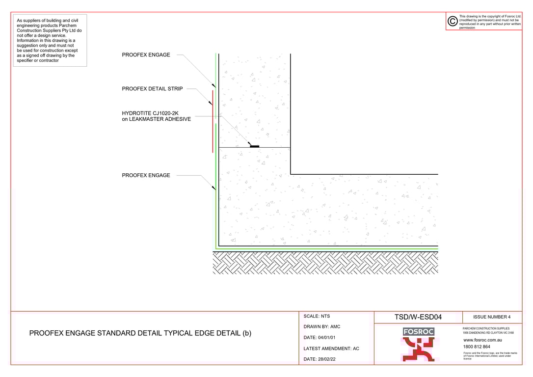 Navigate to TSD-W-ESD04 - PROOFEX ENGAGE STANDARD DETAIL TYPICAL EDGE DETAIL (b)