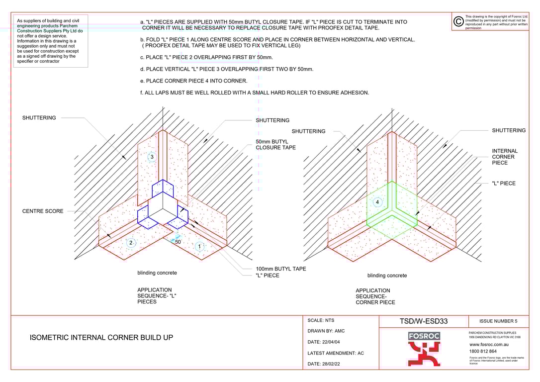 Navigate to TSD-W-ESD33 - ISOMETRIC INTERNAL CORNER BUILD UP