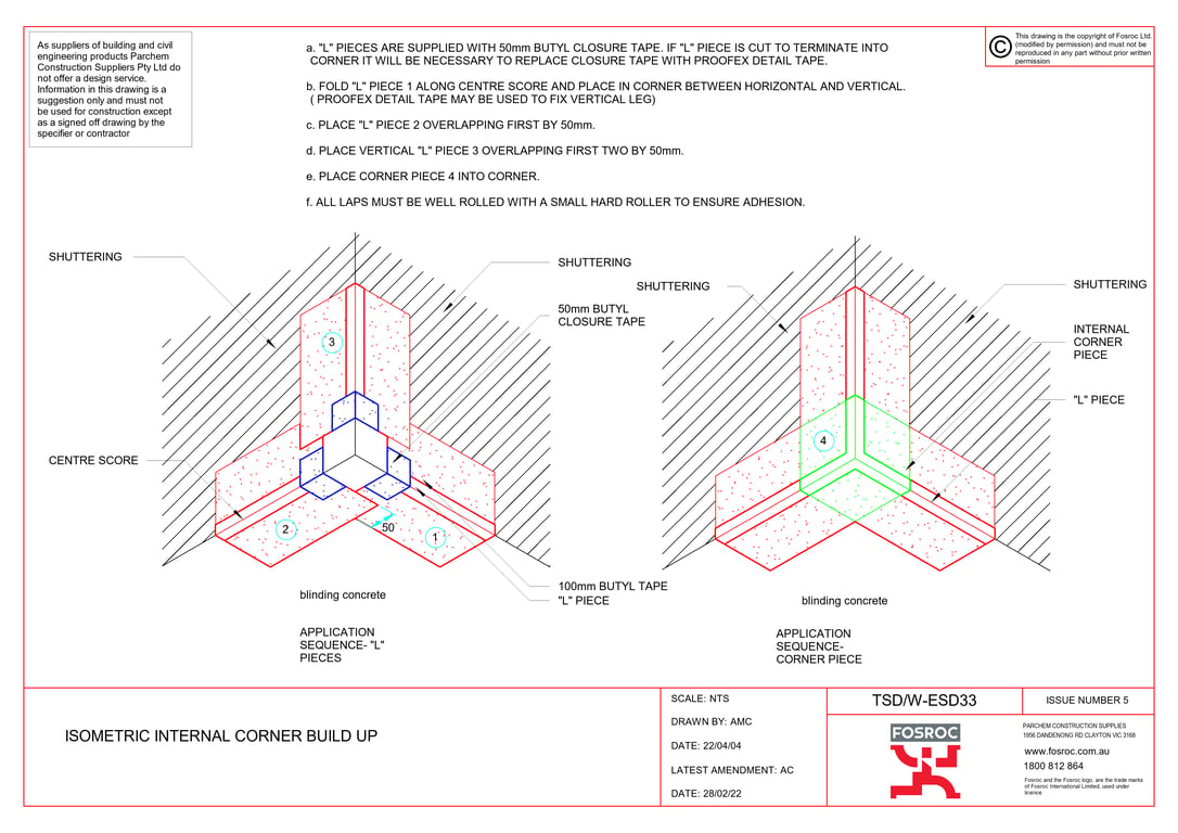 TSD-W-ESD33 - ISOMETRIC INTERNAL CORNER BUILD UP