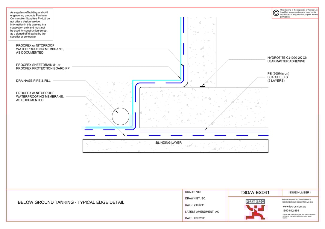 Navigate to TSD-W-ESD41 - BELOW GROUND TANKING - TYPICAL EDGE DETAIL