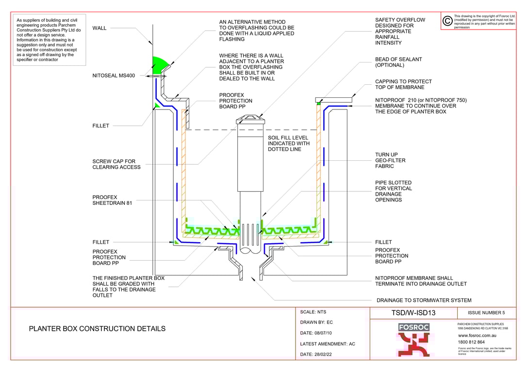 Navigate to TSD-W-ISD13 - PLANTER BOX CONSTRUCTION DETAILS