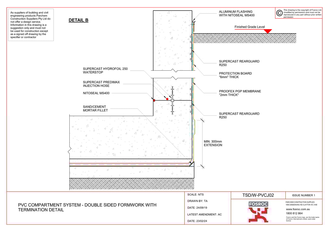 Navigate to TSD-W-PVCJ02 - PVC COMPARTMENT SYSTEM - DOUBLE SIDED FORMWORK WITH TERMINATION DETAIL