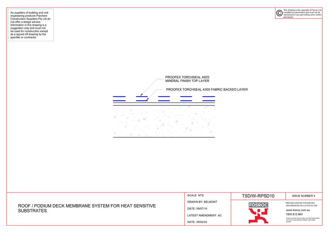  Image of TSD-W-RPSD10 - ROOF - PODIUM DECK MEMBRANE SYSTEM FOR HEAT SENSITIVE SUBSTRATES