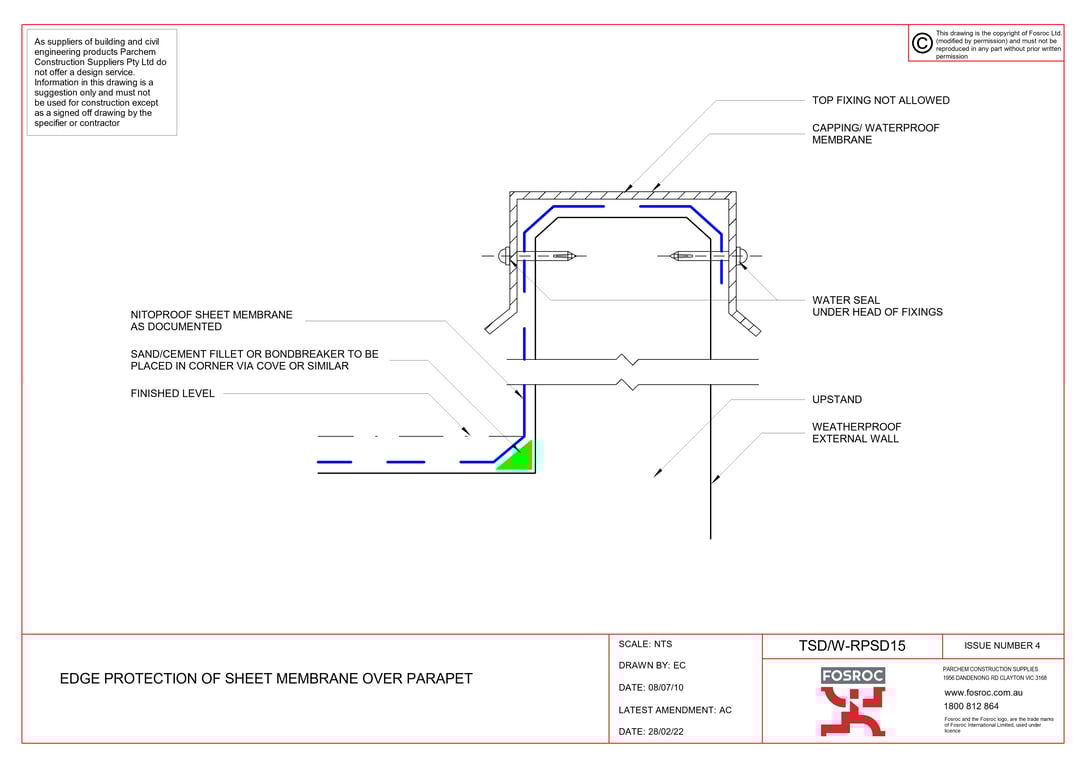 Navigate to TSD-W-RPSD15 - EDGE PROTECTION OF SHEET MEMBRANE OVER PARAPET