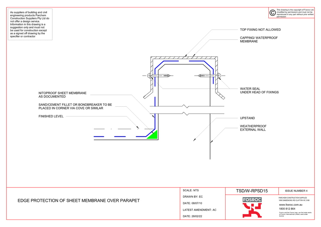 TSD-W-RPSD15 - EDGE PROTECTION OF SHEET MEMBRANE OVER PARAPET