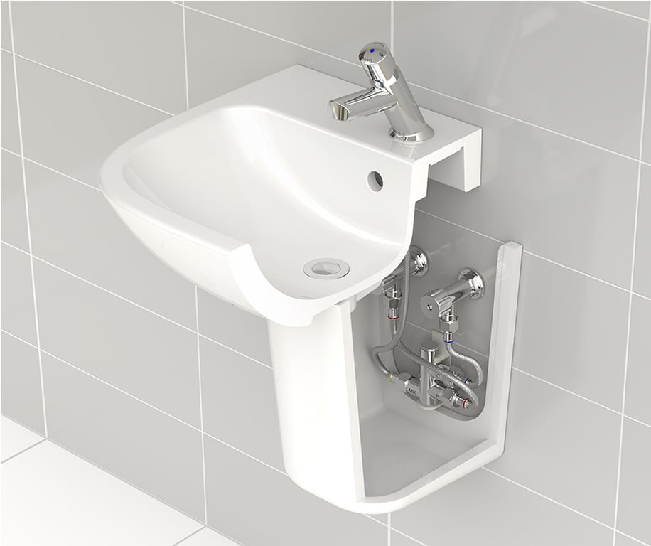 201.71.00.00 Insitu Image of MixerTap Wall GalvinEngineering CliniMix LeadSafe Mini