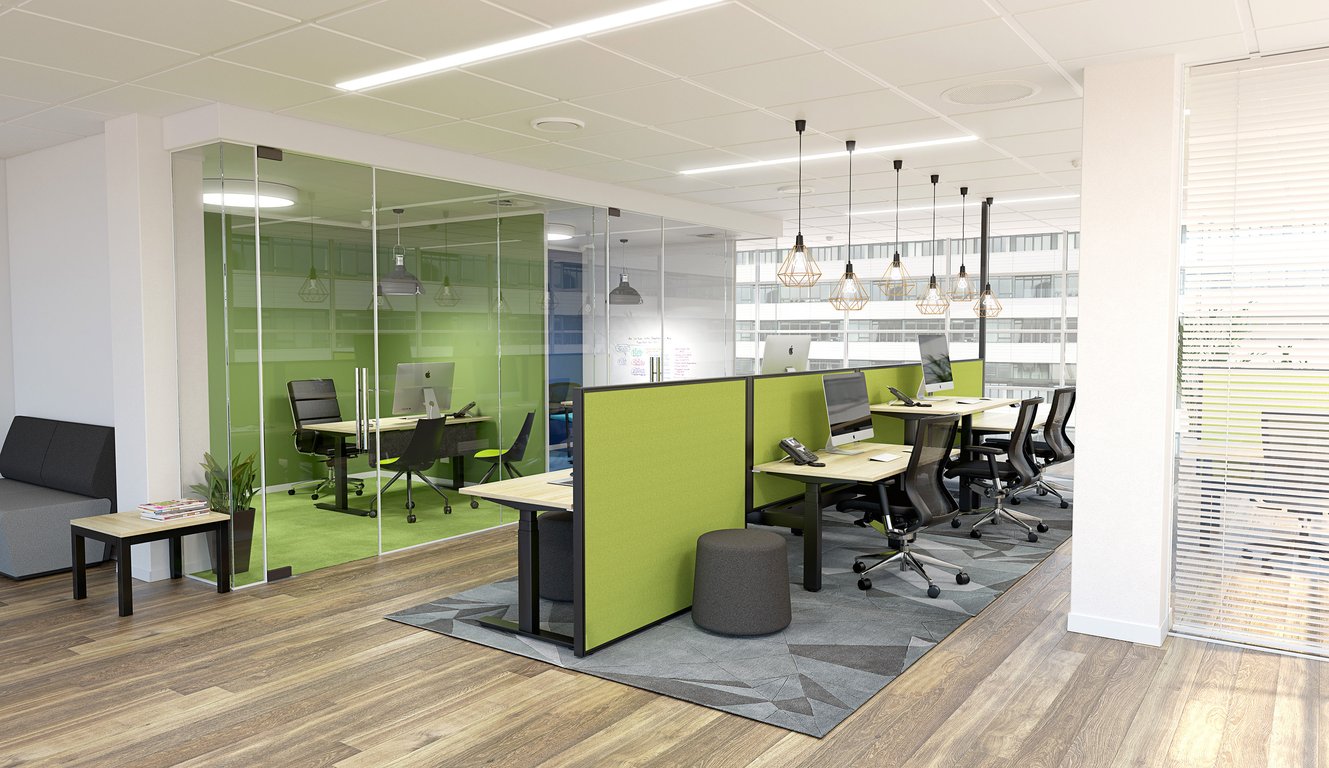 Agile Plus Black NO Medium Office OLG V2 Image of Desk Adjustable IntraSpace 3Column Single