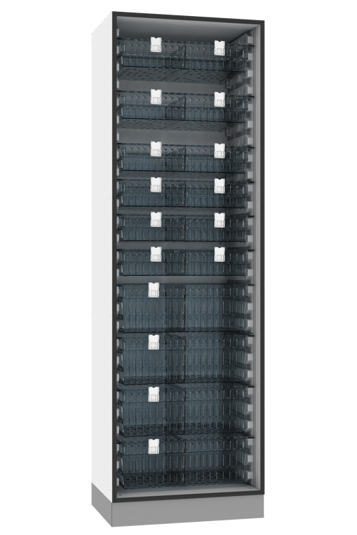 Tower Cab INTM-4-600-2 Image of Cabinet Freestanding IntraSpace IntraMed Baskets 4Large 6Small