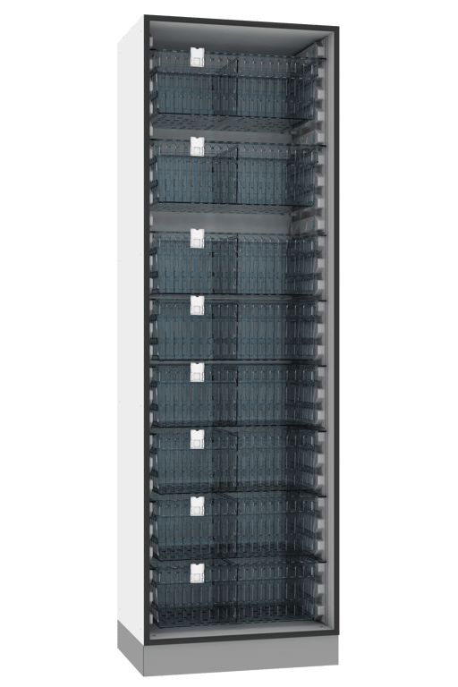 Tower Cab INTM-4-600-3 Image of Cabinet Freestanding IntraSpace IntraMed Baskets 4Large 6Small