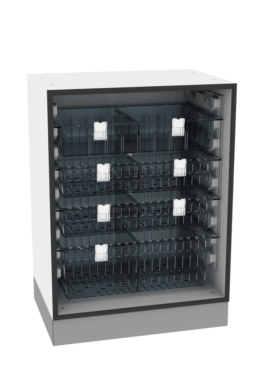 Under Bench IMUB-4-600-4 Image of Cabinet UnderBench IntraSpace IntraMed Baskets 4Small 1Clear