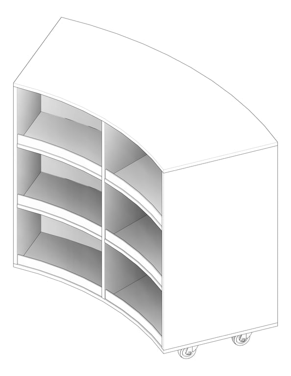 3D Documentation Image of Shelving Library IntraSpace Wave 3Tier