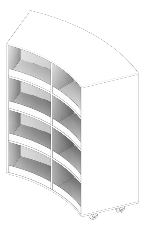 3D Documentation Image of Shelving Library IntraSpace Wave 4Tier
