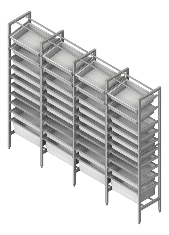 Navigate to ShelvingArray ModularRack IntraSpace IntraMed Baskets 1Large 7Small 2Clear EpoxyFrame