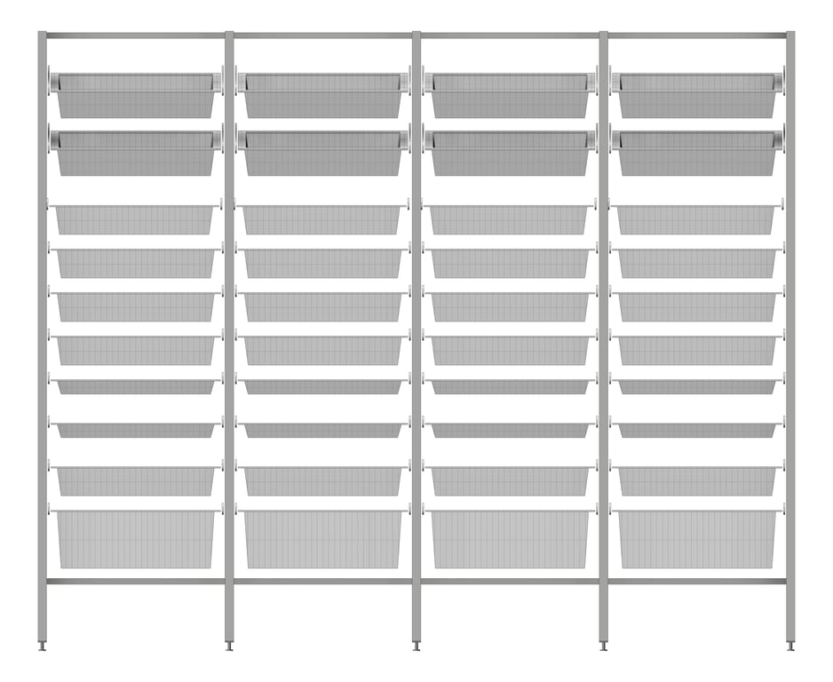 Front Image of ShelvingArray ModularRack IntraSpace IntraMed Baskets 1Large 7Small 2Clear EpoxyFrame