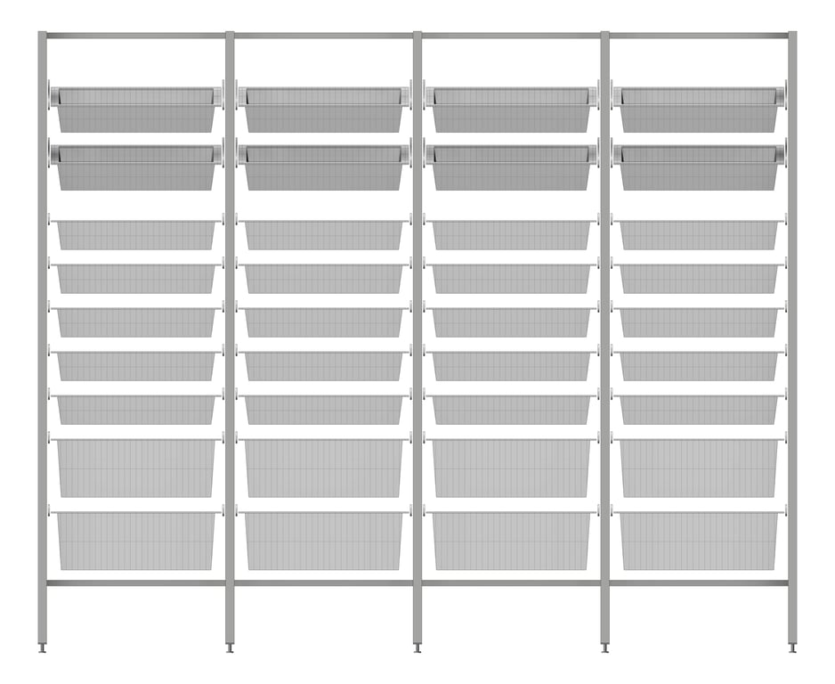 Front Image of ShelvingArray ModularRack IntraSpace IntraMed Baskets 2Large 7Small EpoxyFrame