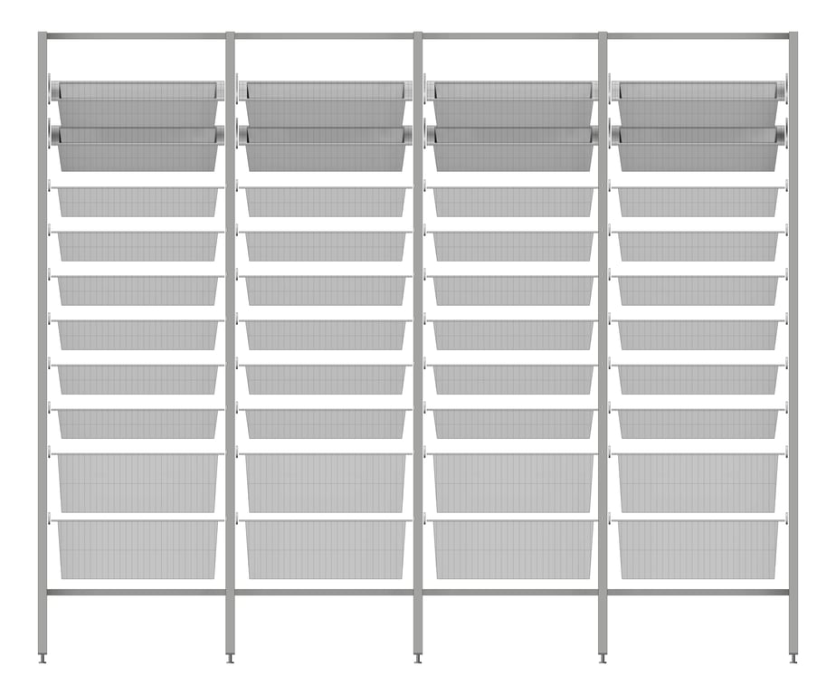 Front Image of ShelvingArray ModularRack IntraSpace IntraMed Baskets 2Large 8Small EpoxyFrame