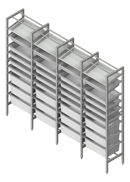 Image of ShelvingArray ModularRack IntraSpace IntraMed Baskets 3Large 5Small 1Clear EpoxyFrame