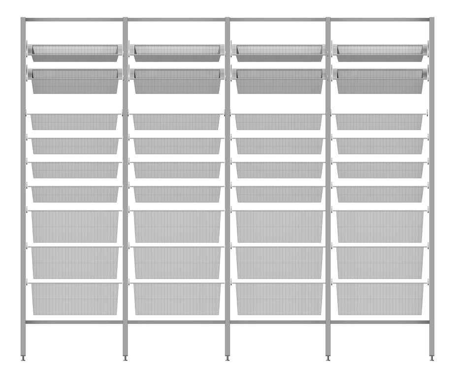 Front Image of ShelvingArray ModularRack IntraSpace IntraMed Baskets 3Large 5Small 1Clear EpoxyFrame