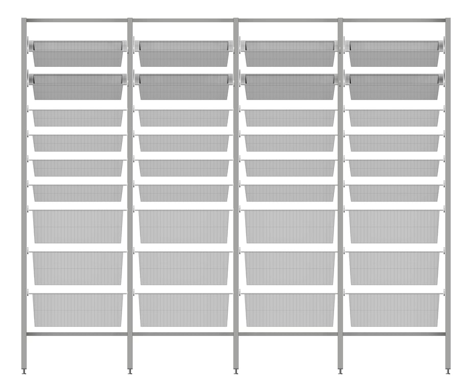 Front Image of ShelvingArray ModularRack IntraSpace IntraMed Baskets 3Large 6Small EpoxyFrame