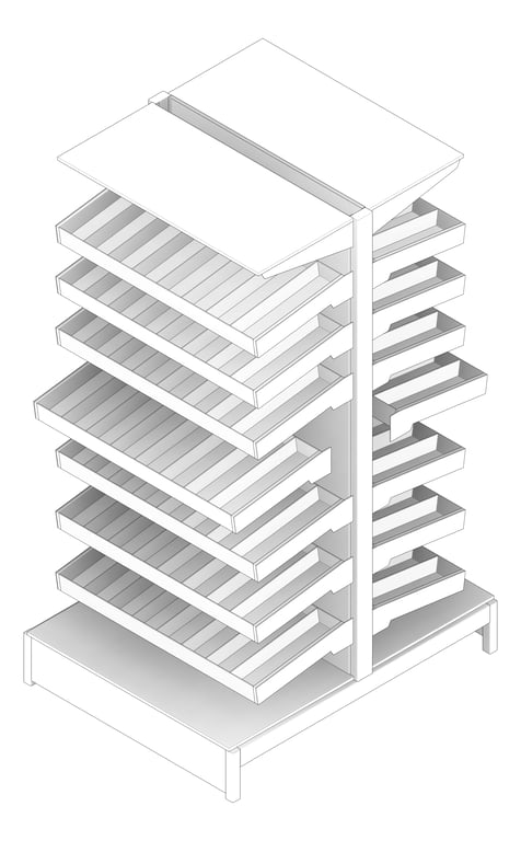 3D Documentation Image of Shelving Freestanding IntraSpace IntraMed Pharmacy DoubleSided