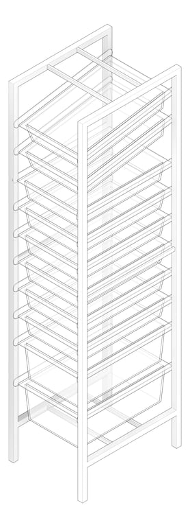 3D Documentation Image of Shelving ModularRack IntraSpace IntraMed Baskets 2Large 8Small