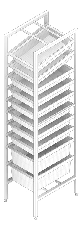 3D Documentation Image of Shelving ModularRack IntraSpace IntraMed Baskets 2Large 8Small EpoxyFrame