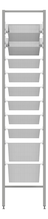 Front Image of Shelving ModularRack IntraSpace IntraMed Baskets 2Large 8Small EpoxyFrame