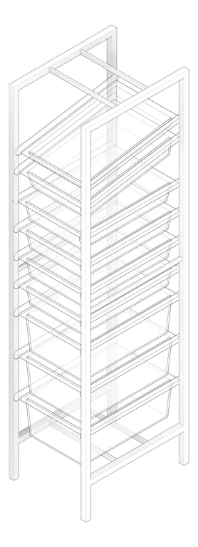 3D Documentation Image of Shelving ModularRack IntraSpace IntraMed Baskets 3Large 5Small 1Clear