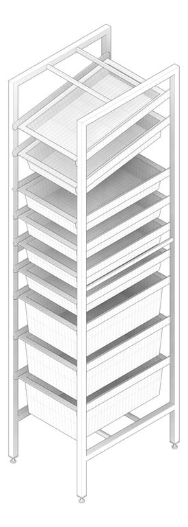 3D Documentation Image of Shelving ModularRack IntraSpace IntraMed Baskets 3Large 5Small 1Clear EpoxyFrame
