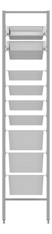 Front Image of Shelving ModularRack IntraSpace IntraMed Baskets 3Large 5Small 1Clear EpoxyFrame