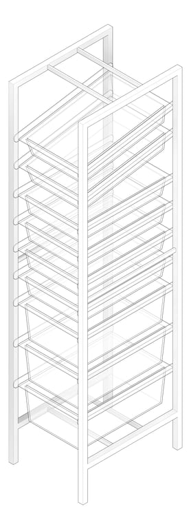 3D Documentation Image of Shelving ModularRack IntraSpace IntraMed Baskets 3Large 6Small