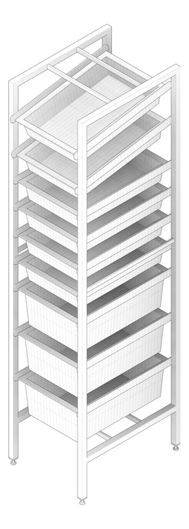 3D Documentation Image of Shelving ModularRack IntraSpace IntraMed Baskets 3Large 6Small EpoxyFrame